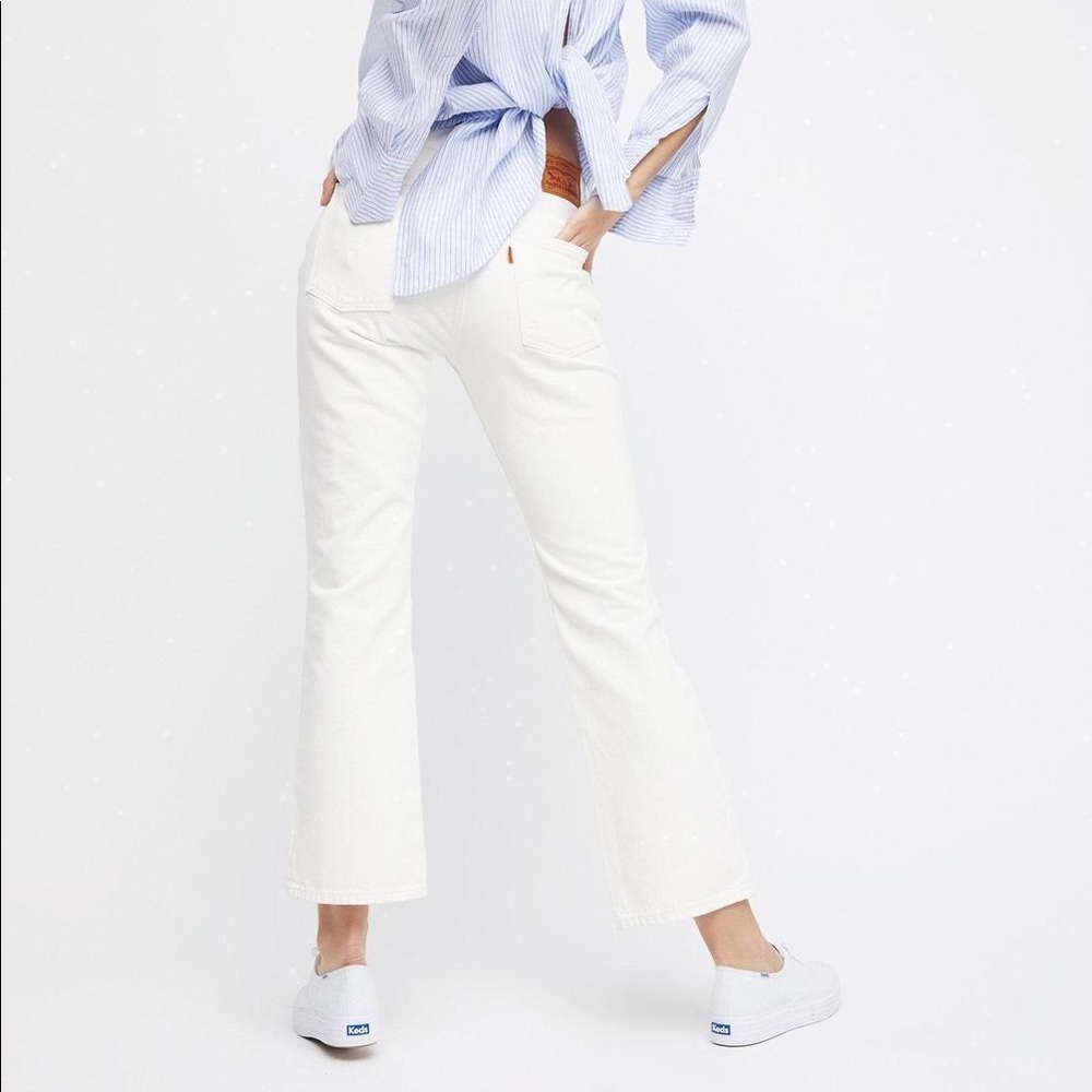 Levi’s Orange Tab 517 Cropped Bootcut White Denim - Picture 2 of 6